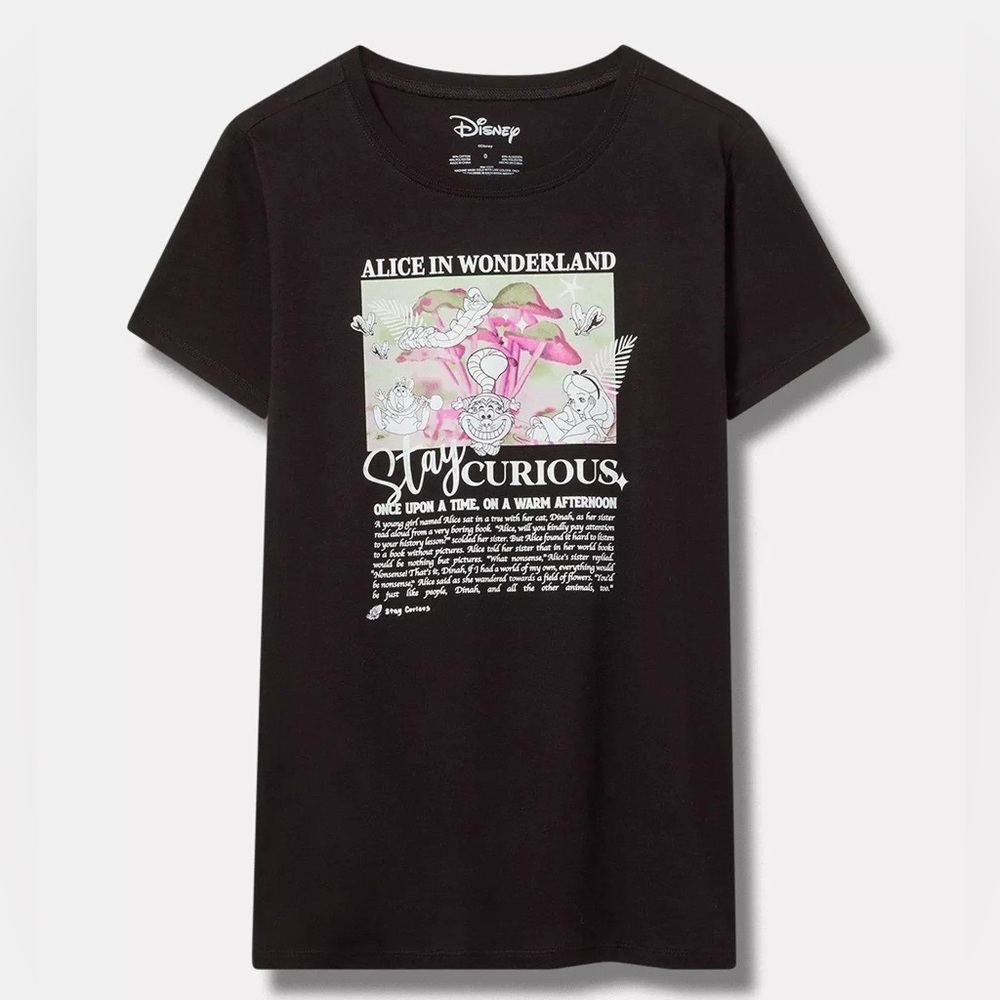 Torrid Disney Alice in Wonderland Classic Fit Black T-Shirt